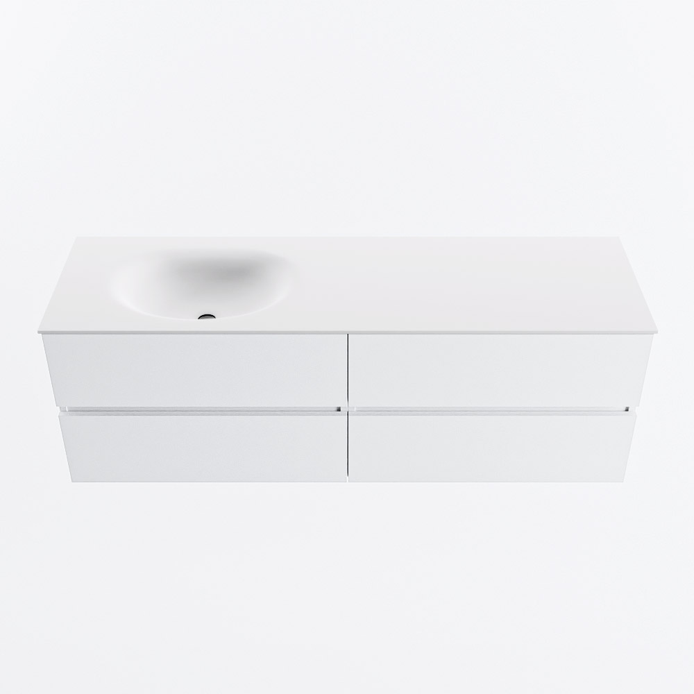 MONDIAZ VICA 150cm mueble de baño Talc 4 cajones. Lavabo MOON Izquierda sin orificio, color Talc. 5 MONDIAZ VICA 150cm mueble de baño Talc 4 cajones. Lavabo MOON Izquierda sin orificio, color Talc. - Imagen 5