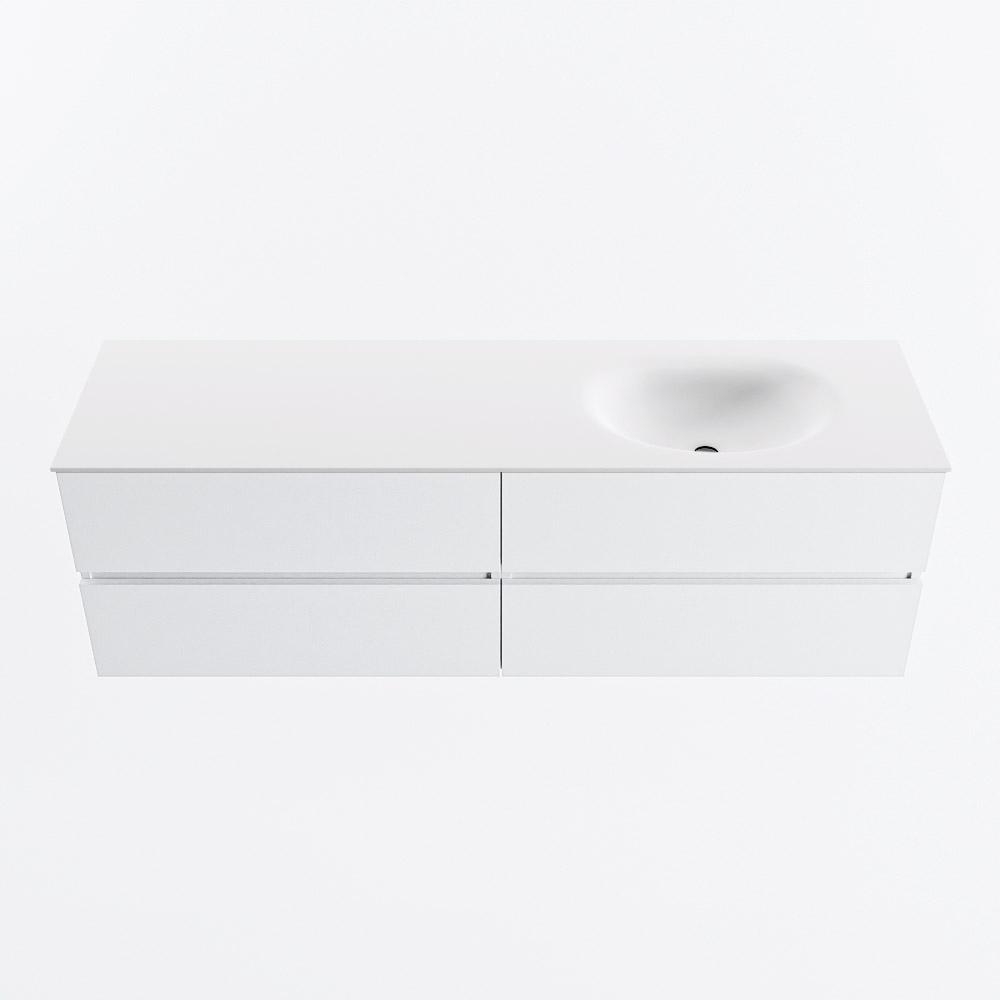 MONDIAZ VICA 160cm mueble de baño Talc 4 cajones. Lavabo MOON Derecho 1 orificio, color Talc. 5 MONDIAZ VICA 160cm mueble de baño Talc 4 cajones. Lavabo MOON Derecho 1 orificio, color Talc. - Imagen 5
