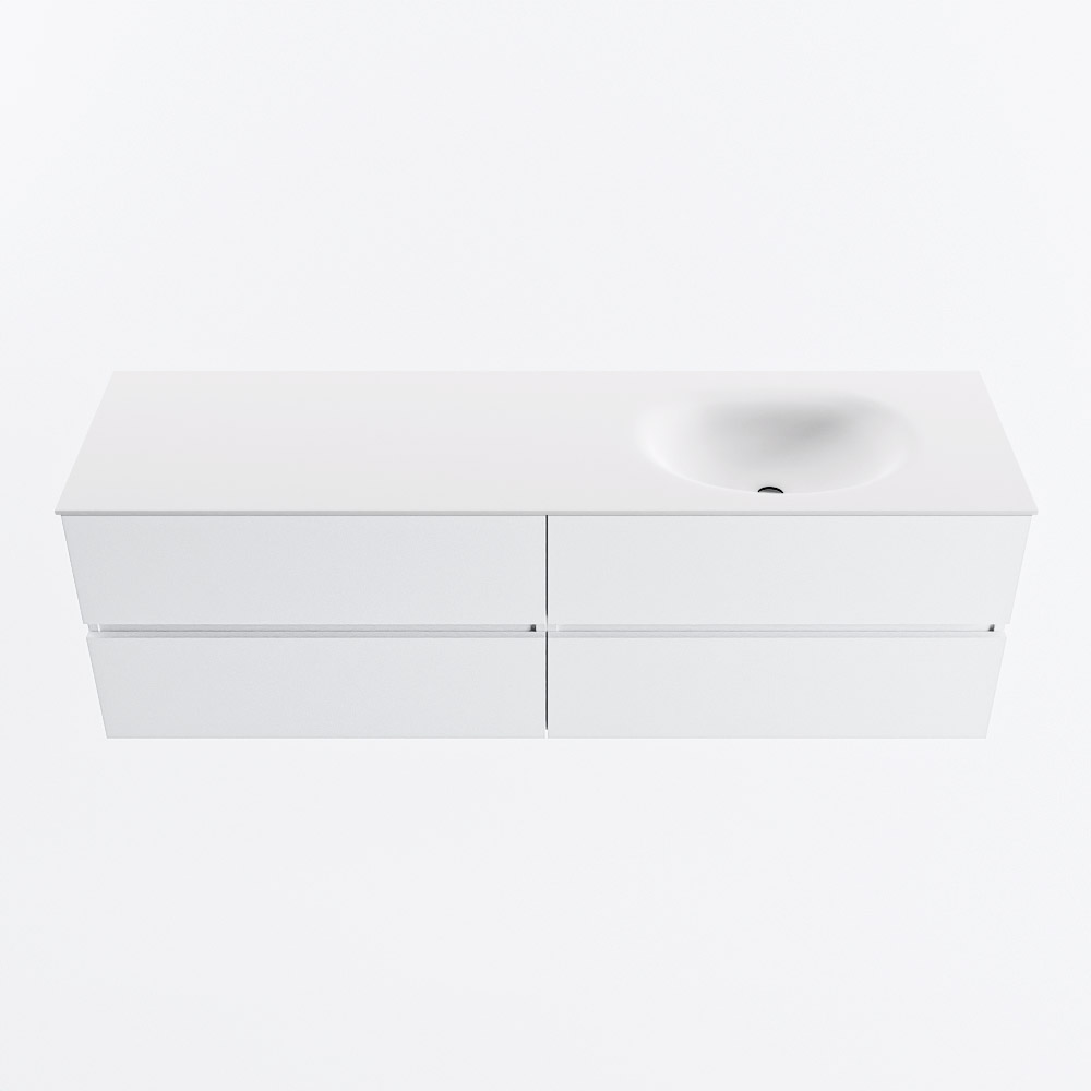 MONDIAZ VICA 160cm mueble de baño Talc 4 cajones. Lavabo MOON Derecho sin orificio, color Talc. 5 MONDIAZ VICA 160cm mueble de baño Talc 4 cajones. Lavabo MOON Derecho sin orificio, color Talc. - Imagen 5