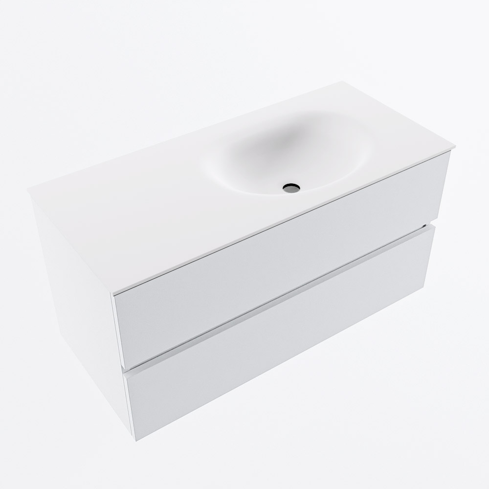 MONDIAZ VICA 100cm mueble de baño Talc 2 cajones. Lavabo MOON Derecho sin orificio, color Talc. 6 MONDIAZ VICA 100cm mueble de baño Talc 2 cajones. Lavabo MOON Derecho sin orificio, color Talc. - Imagen 6