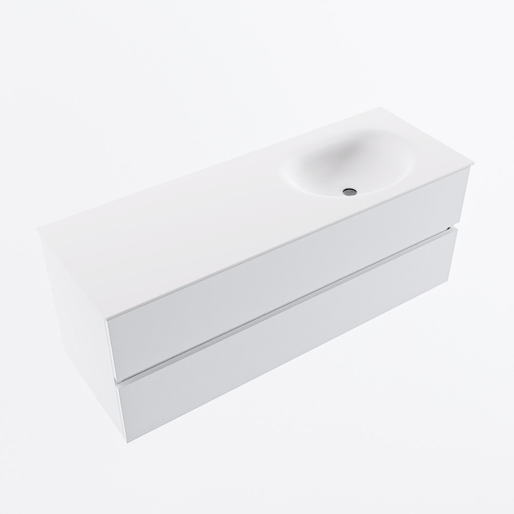 MONDIAZ VICA 130cm mueble de baño Talc 2 cajones. Lavabo MOON Derecho sin orificio, color Talc. 6 MONDIAZ VICA 130cm mueble de baño Talc 2 cajones. Lavabo MOON Derecho sin orificio, color Talc. - Imagen 6