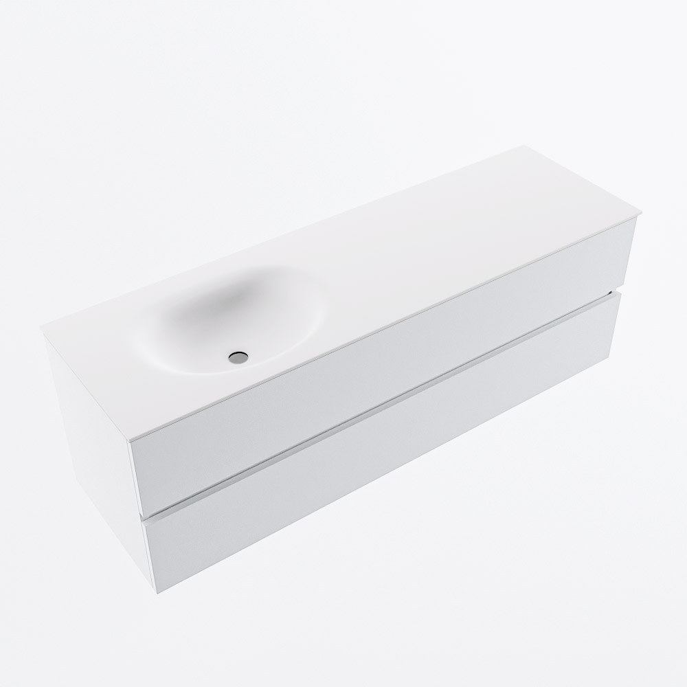 MONDIAZ VICA 150cm mueble de baño Talc 2 cajones. Lavabo MOON Izquierda sin orificio, color Talc. 6 MONDIAZ VICA 150cm mueble de baño Talc 2 cajones. Lavabo MOON Izquierda sin orificio, color Talc. - Imagen 6