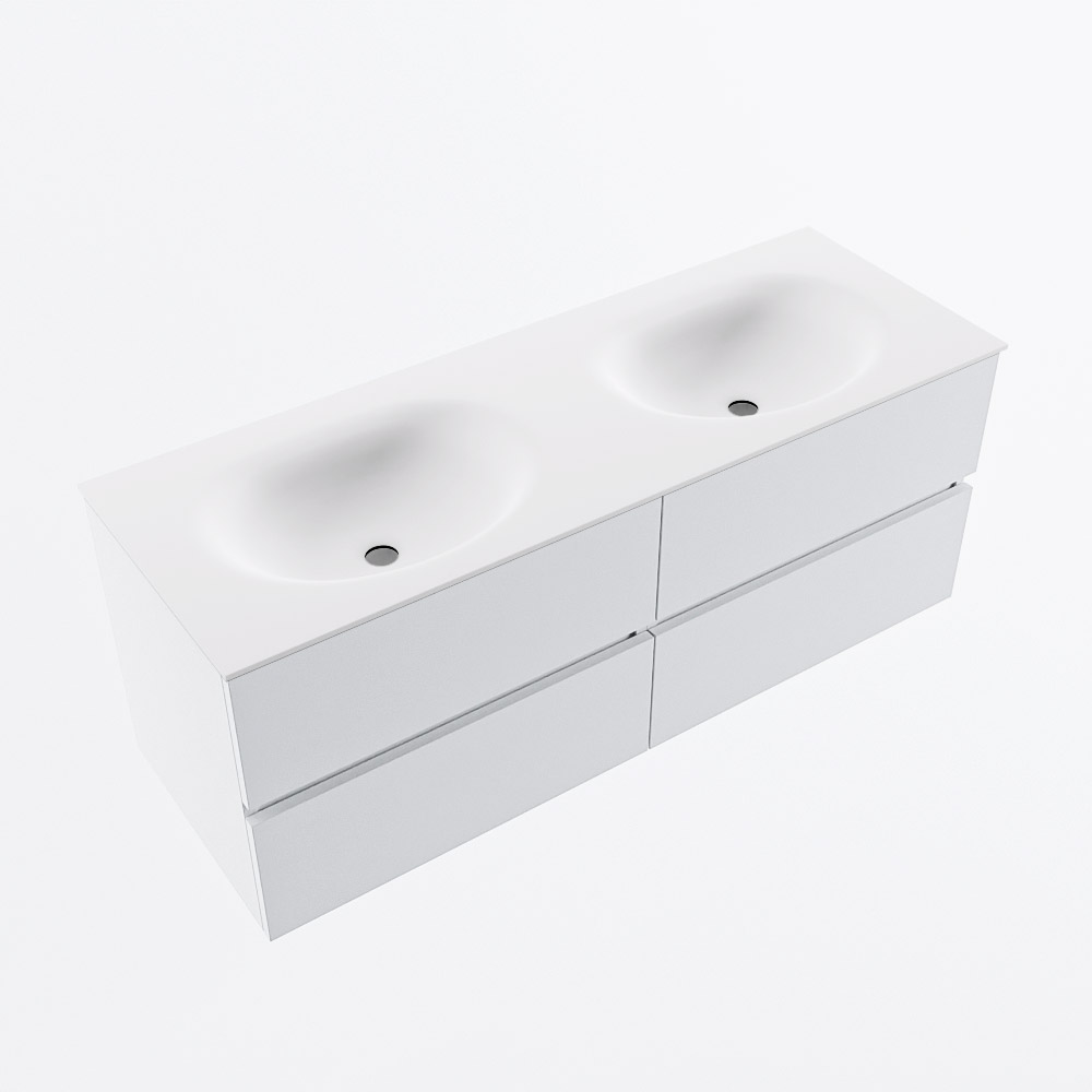 MONDIAZ VICA 130cm mueble de baño Talc 4 cajones. Lavabo MOON Doble 2 orificios, color Talc. 6 MONDIAZ VICA 130cm mueble de baño Talc 4 cajones. Lavabo MOON Doble 2 orificios, color Talc. - Imagen 6