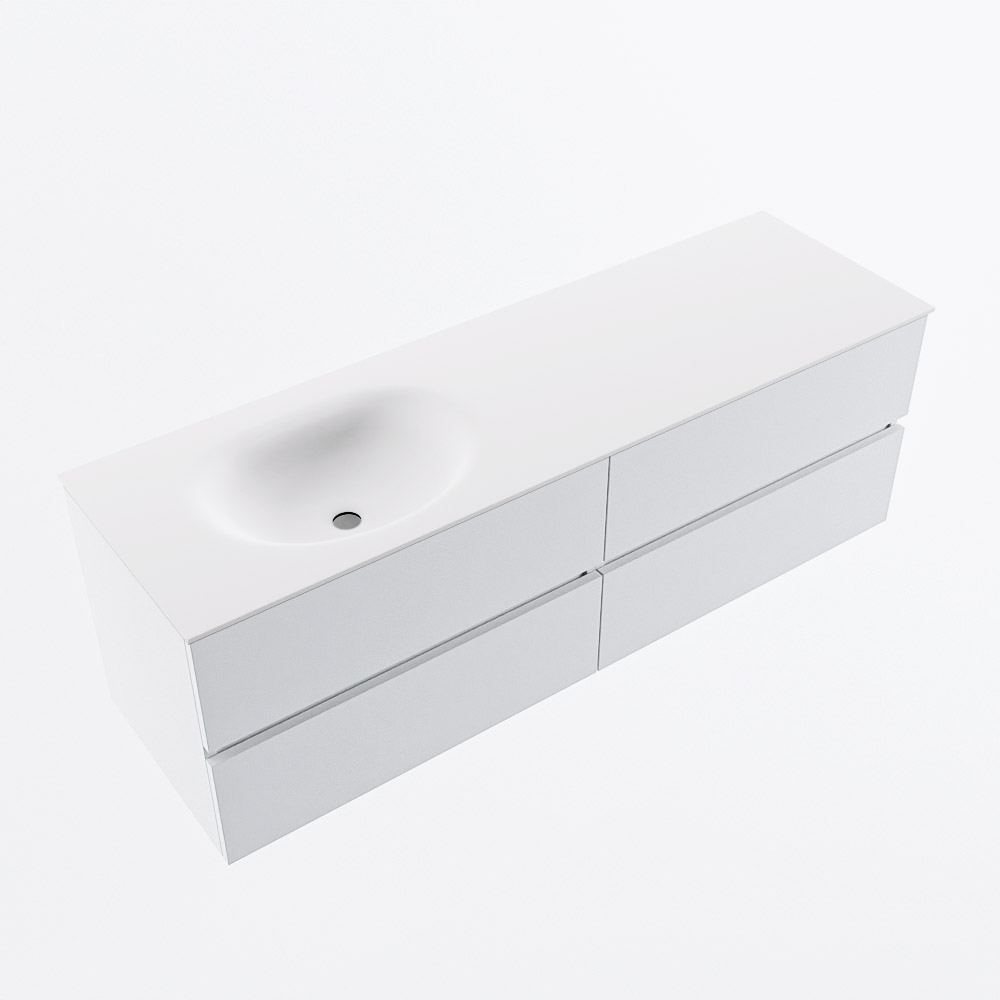 MONDIAZ VICA 150cm mueble de baño Talc 4 cajones. Lavabo MOON Izquierda sin orificio, color Talc. 6 MONDIAZ VICA 150cm mueble de baño Talc 4 cajones. Lavabo MOON Izquierda sin orificio, color Talc. - Imagen 6