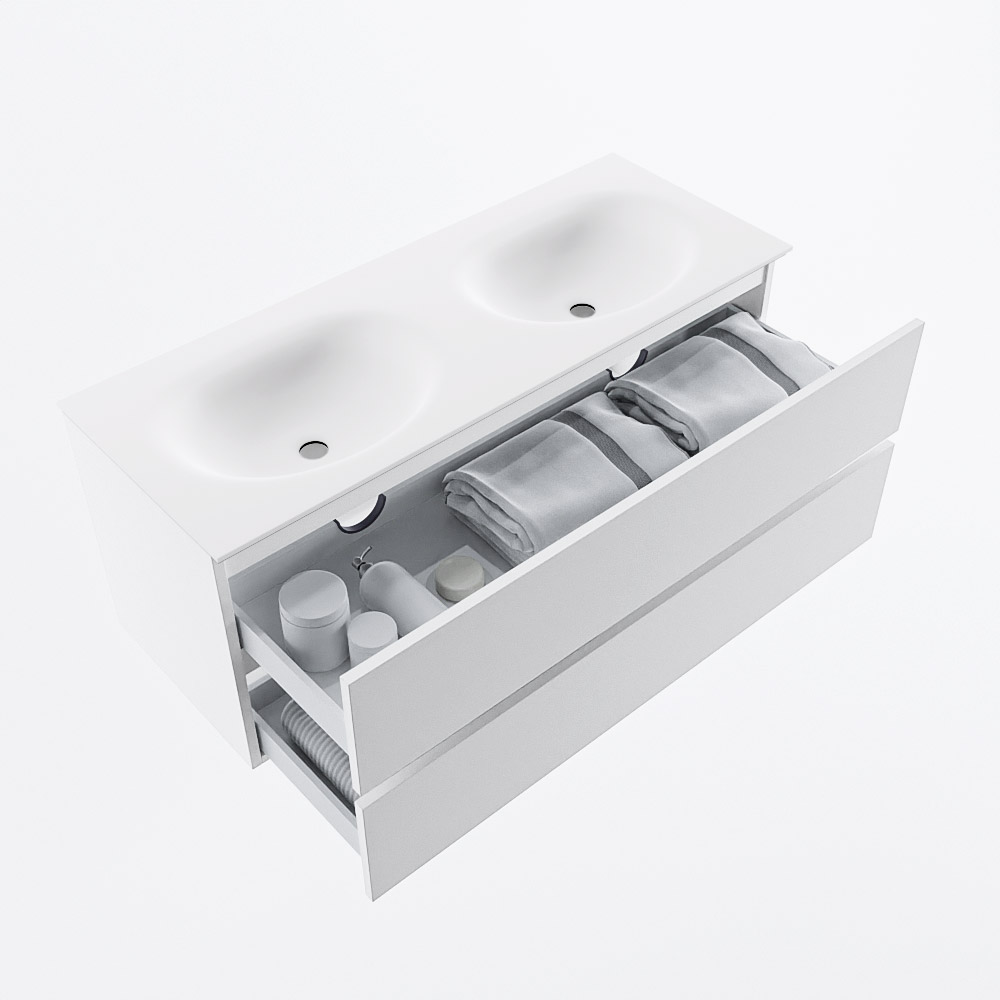 MONDIAZ VICA 120cm mueble de baño Talc 2 cajones. Lavabo MOON Doble 2 orificios, color Talc. 7 MONDIAZ VICA 120cm mueble de baño Talc 2 cajones. Lavabo MOON Doble 2 orificios, color Talc. - Imagen 7