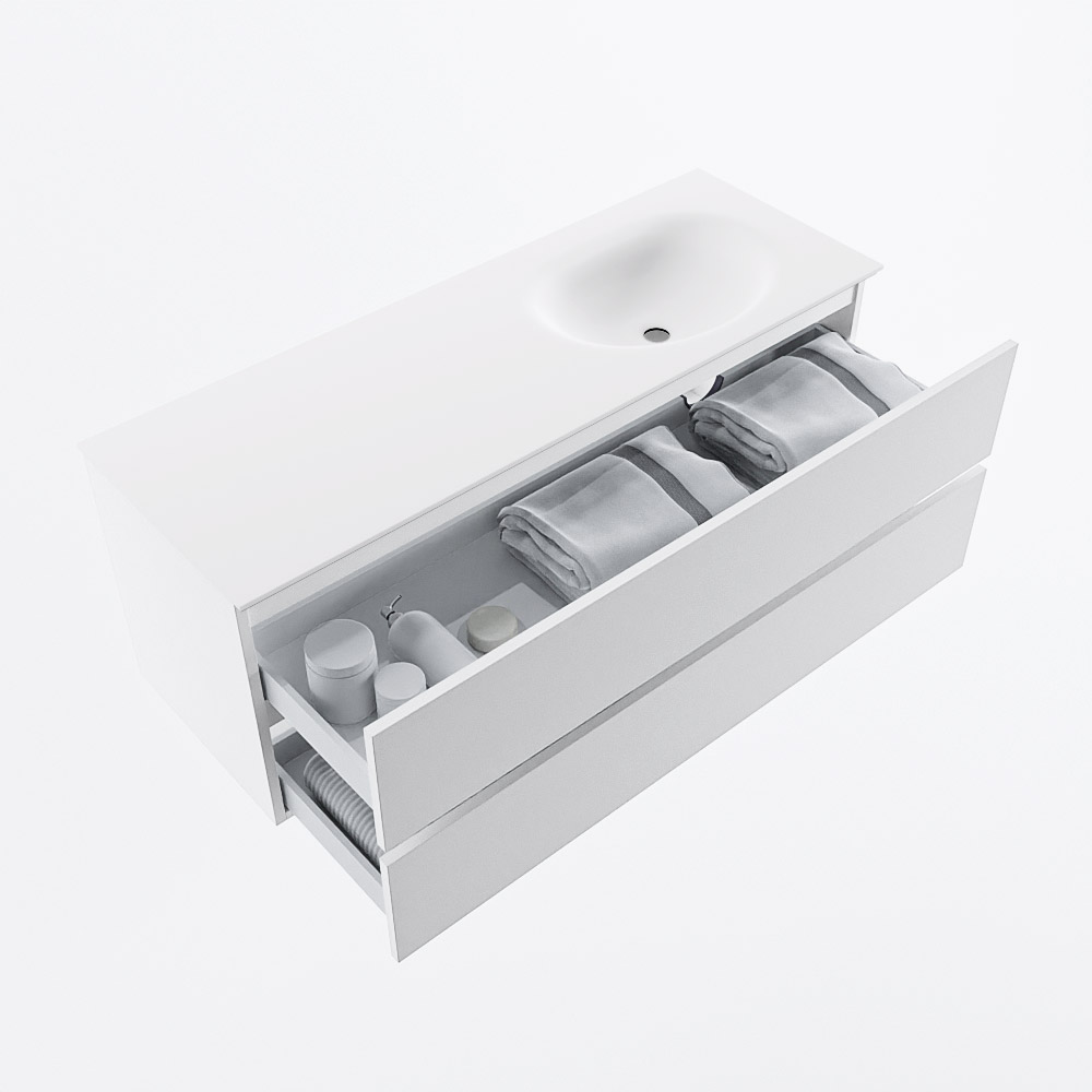 MONDIAZ VICA 130cm mueble de baño Talc 2 cajones. Lavabo MOON Derecho sin orificio, color Talc. 7 MONDIAZ VICA 130cm mueble de baño Talc 2 cajones. Lavabo MOON Derecho sin orificio, color Talc. - Imagen 7