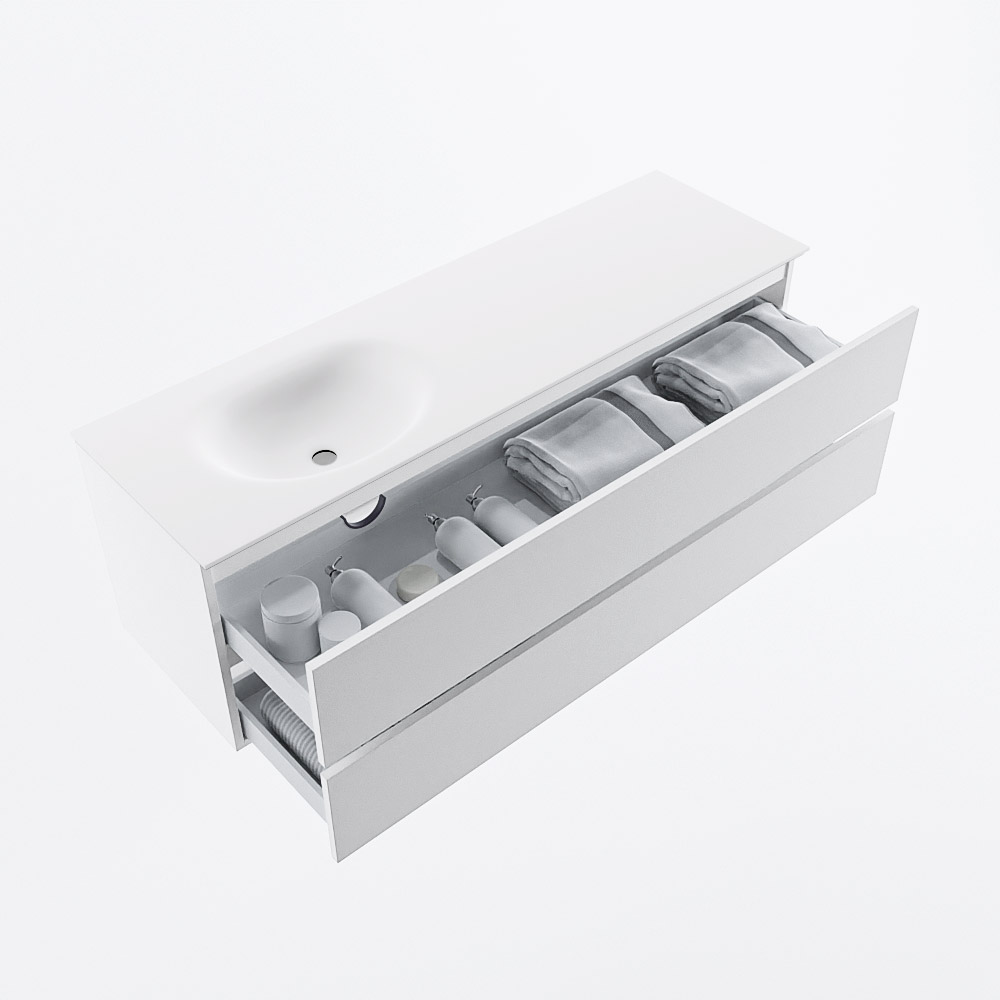 MONDIAZ VICA 150cm mueble de baño Talc 2 cajones. Lavabo MOON Izquierda sin orificio, color Talc. 7 MONDIAZ VICA 150cm mueble de baño Talc 2 cajones. Lavabo MOON Izquierda sin orificio, color Talc. - Imagen 7