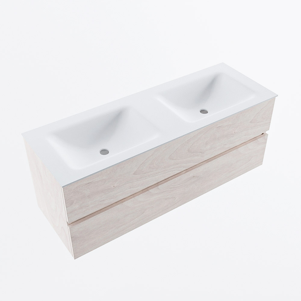 MONDIAZ VICA 130cm mueble de baño Underlayment 2 cajones. Lavabo CLOUD Doble sin orificio, color Talc. 6 MONDIAZ VICA 130cm mueble de baño Underlayment 2 cajones. Lavabo CLOUD Doble sin orificio, color Talc. - Imagen 6
