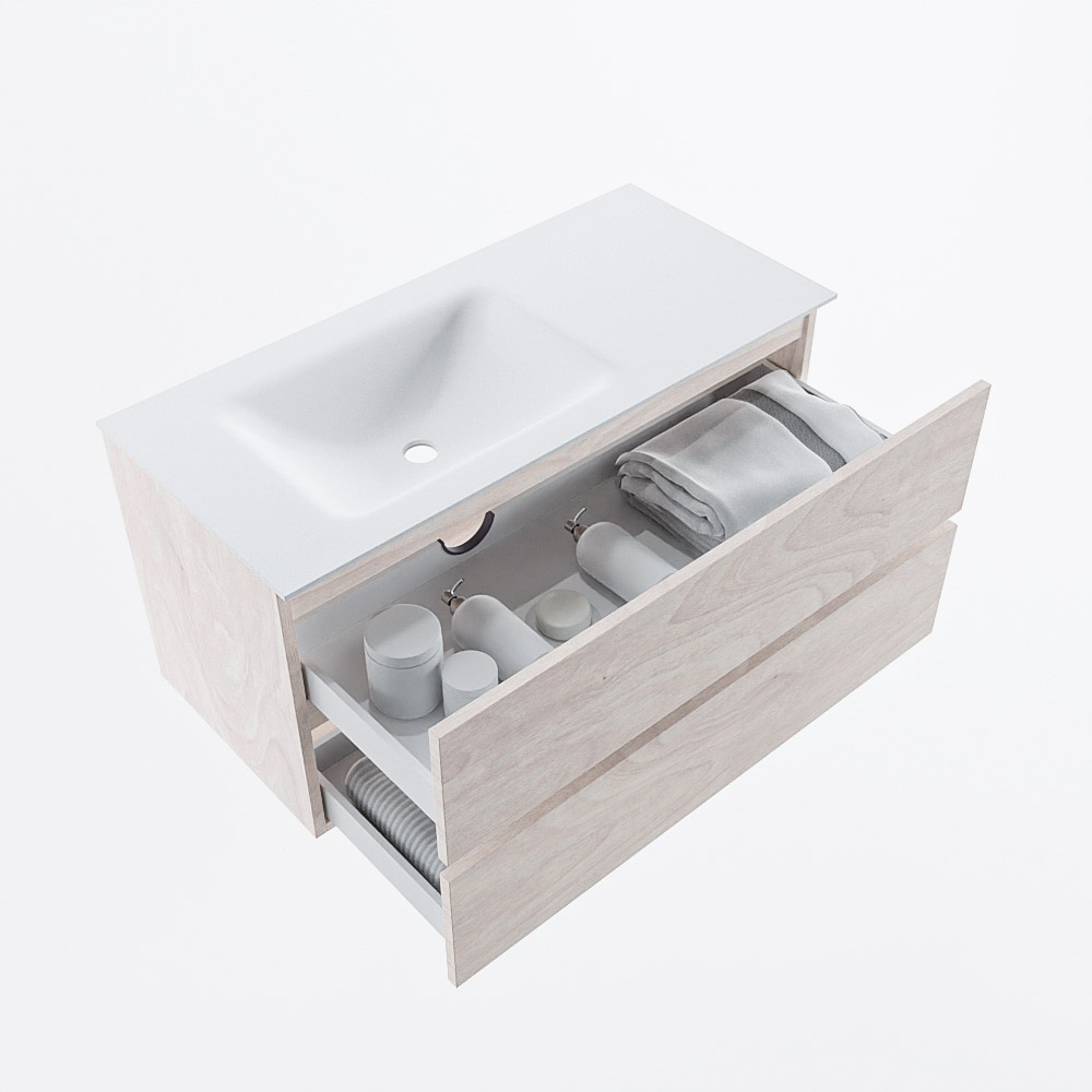 MONDIAZ VICA 100cm mueble de baño Underlayment 2 cajones. Lavabo CLOUD Izquierda 1 orificio, color Talc. 7 MONDIAZ VICA 100cm mueble de baño Underlayment 2 cajones. Lavabo CLOUD Izquierda 1 orificio, color Talc. - Imagen 7