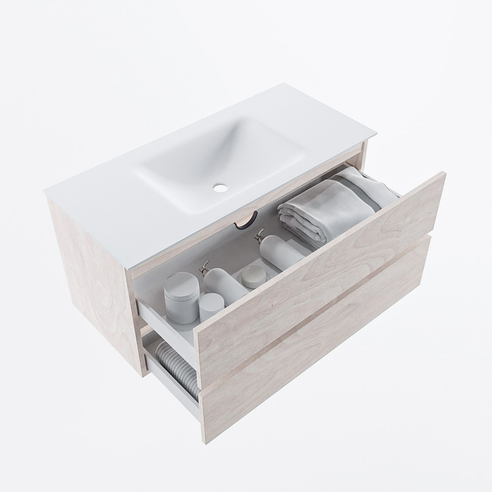 MONDIAZ VICA 100cm mueble de baño Underlayment 2 cajones. Lavabo CLOUD Centro sin orificio, color Talc. 7 MONDIAZ VICA 100cm mueble de baño Underlayment 2 cajones. Lavabo CLOUD Centro sin orificio, color Talc. - Imagen 7
