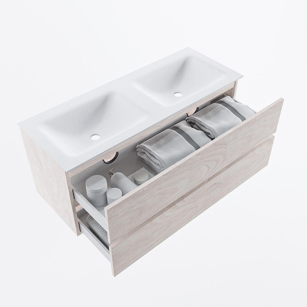 MONDIAZ VICA 120cm mueble de baño Underlayment 2 cajones. Lavabo CLOUD Doble sin orificio, color Talc. 7 MONDIAZ VICA 120cm mueble de baño Underlayment 2 cajones. Lavabo CLOUD Doble sin orificio, color Talc. - Imagen 7