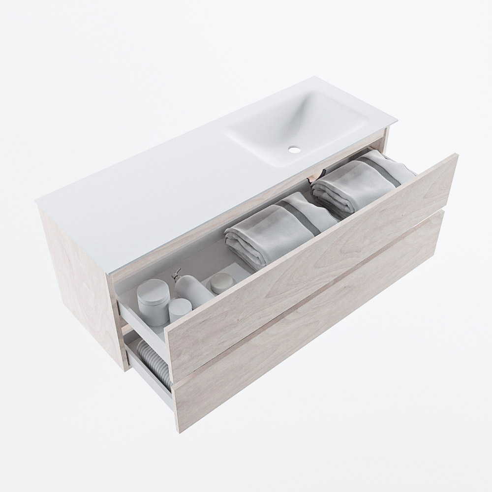 MONDIAZ VICA 130cm mueble de baño Underlayment 2 cajones. Lavabo CLOUD Derecho 1 orificio, color Talc. 7 MONDIAZ VICA 130cm mueble de baño Underlayment 2 cajones. Lavabo CLOUD Derecho 1 orificio, color Talc. - Imagen 7