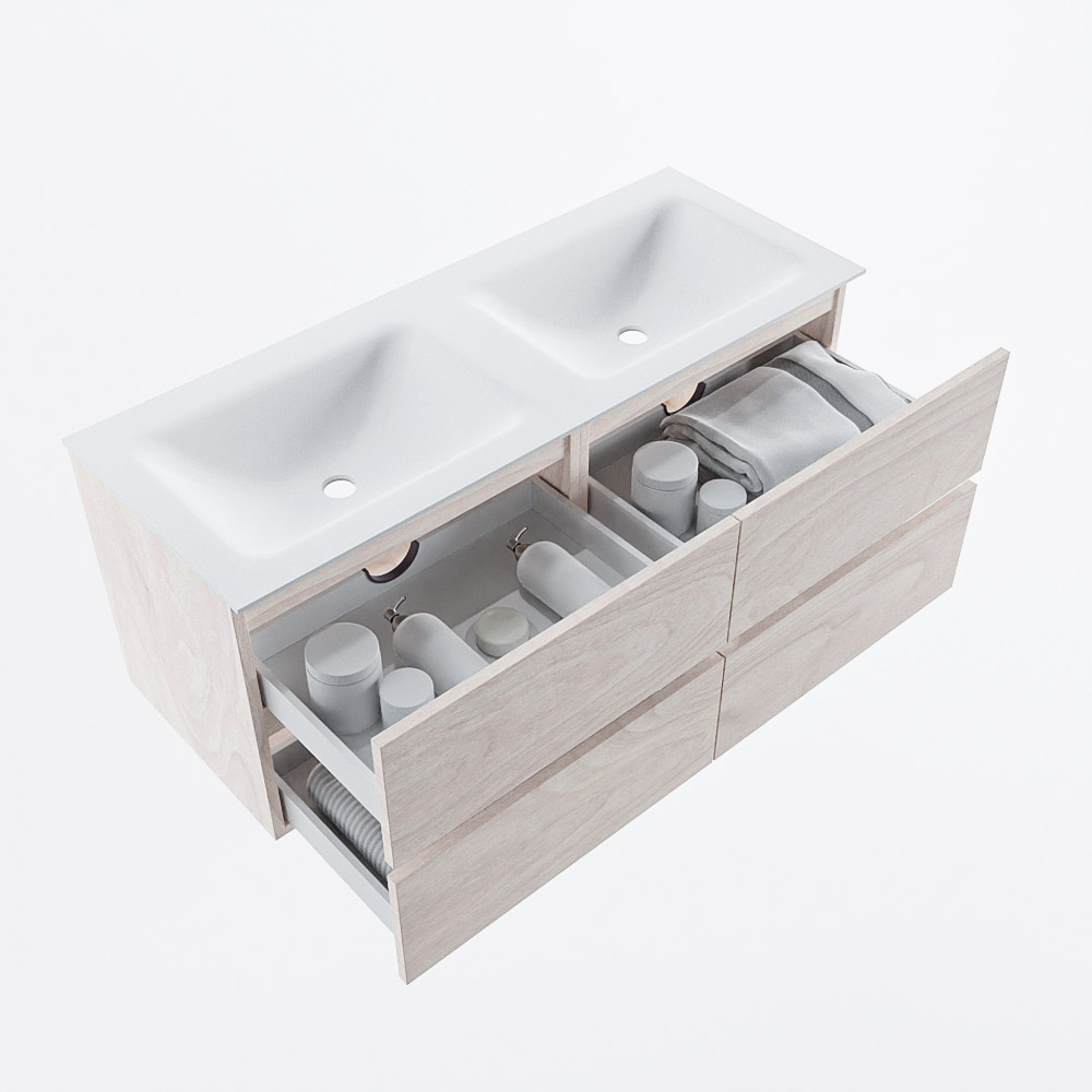MONDIAZ VICA 120cm mueble de baño Underlayment 4 cajones. Lavabo CLOUD Doble sin orificio, color Talc. 7 MONDIAZ VICA 120cm mueble de baño Underlayment 4 cajones. Lavabo CLOUD Doble sin orificio, color Talc. - Imagen 7