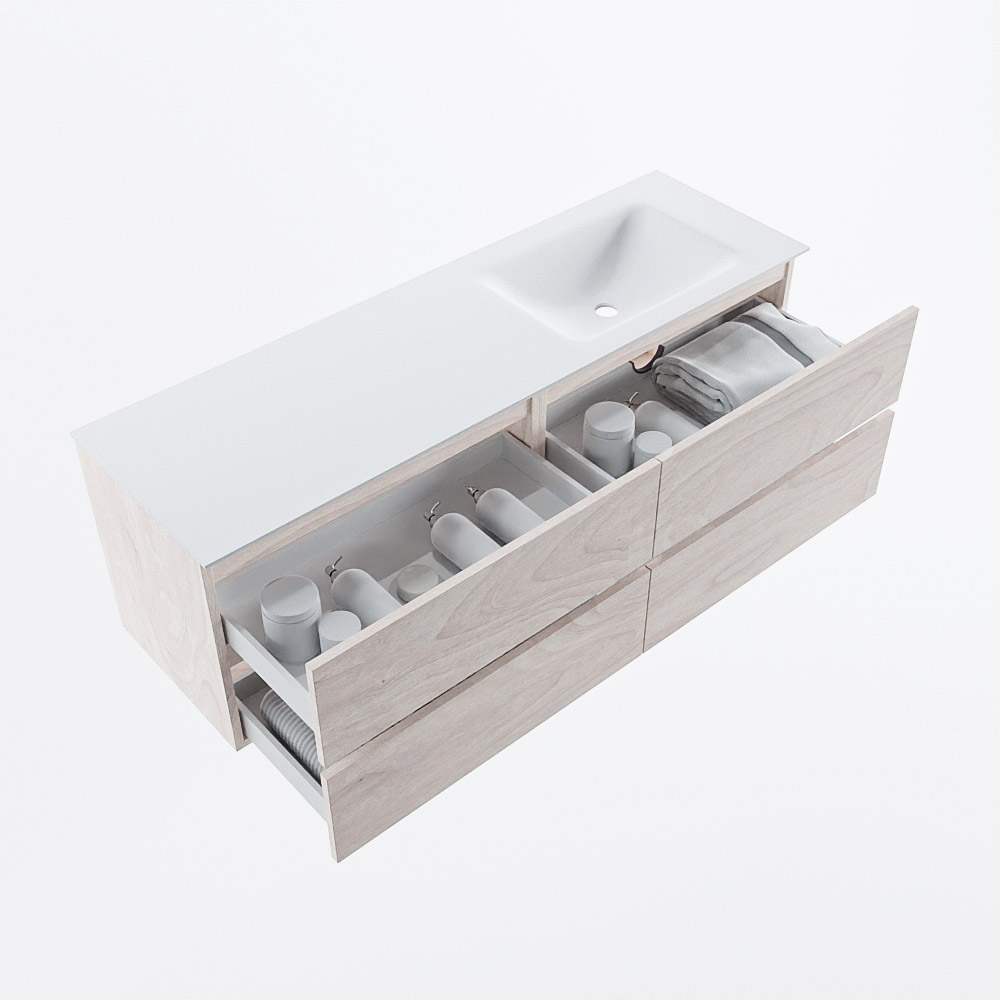 MONDIAZ VICA 150cm mueble de baño Underlayment 4 cajones. Lavabo CLOUD Derecho 1 orificio, color Talc. 7 MONDIAZ VICA 150cm mueble de baño Underlayment 4 cajones. Lavabo CLOUD Derecho 1 orificio, color Talc. - Imagen 7
