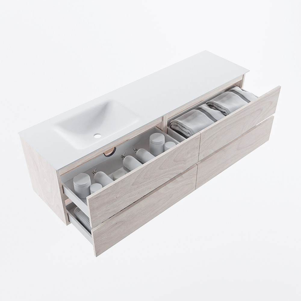 MONDIAZ VICA 170cm mueble de baño Underlayment 4 cajones. Lavabo CLOUD Izquierda 1 orificio, color Talc. 7 MONDIAZ VICA 170cm mueble de baño Underlayment 4 cajones. Lavabo CLOUD Izquierda 1 orificio, color Talc. - Imagen 7