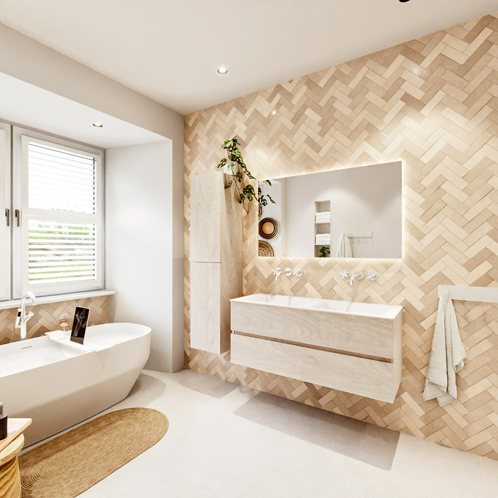 MONDIAZ VICA 120cm mueble de baño Underlayment 2 cajones. Lavabo CLOUD Doble sin orificio, color Talc. 4 MONDIAZ VICA 120cm mueble de baño Underlayment 2 cajones. Lavabo CLOUD Doble sin orificio, color Talc. - Imagen 4