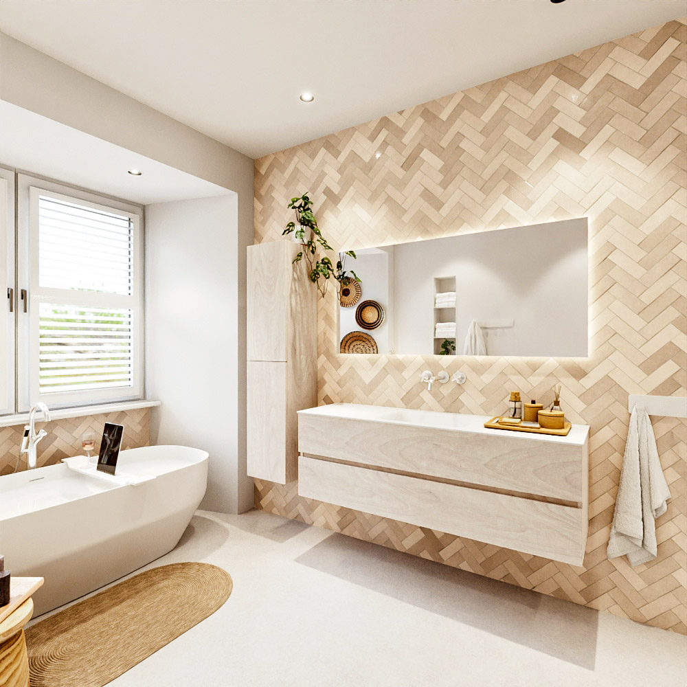 MONDIAZ VICA 150cm mueble de baño Underlayment 2 cajones. Lavabo CLOUD Centro sin orificio, color Talc. 4 MONDIAZ VICA 150cm mueble de baño Underlayment 2 cajones. Lavabo CLOUD Centro sin orificio, color Talc. - Imagen 4