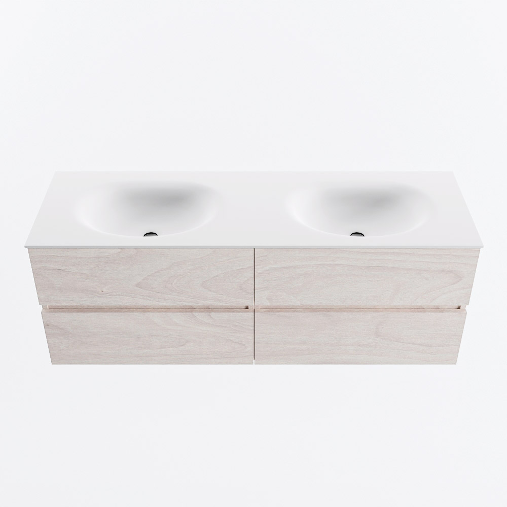 MONDIAZ VICA 140cm mueble de baño Underlayment 4 cajones. Lavabo MOON Doble sin orificio, color Talc. 5 MONDIAZ VICA 140cm mueble de baño Underlayment 4 cajones. Lavabo MOON Doble sin orificio, color Talc. - Imagen 5
