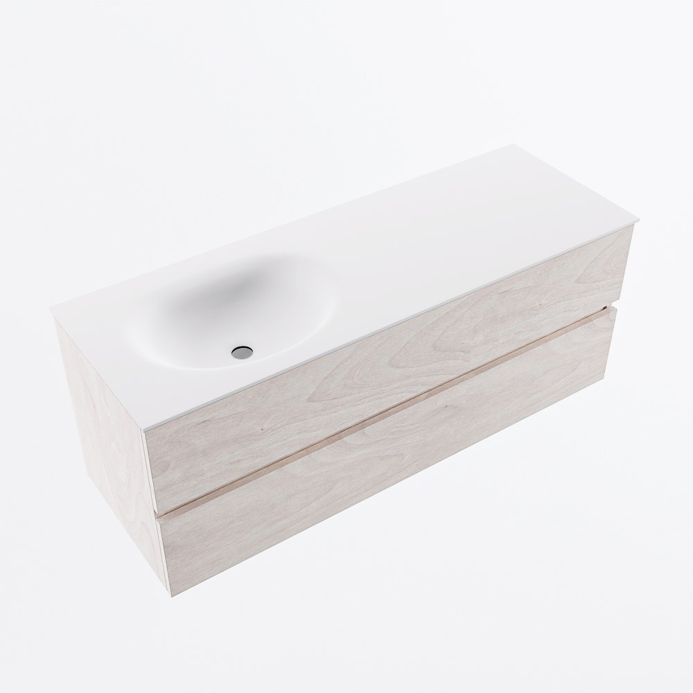 MONDIAZ VICA 130cm mueble de baño Underlayment 2 cajones. Lavabo MOON Izquierda 1 orificio, color Talc. 6 MONDIAZ VICA 130cm mueble de baño Underlayment 2 cajones. Lavabo MOON Izquierda 1 orificio, color Talc. - Imagen 6