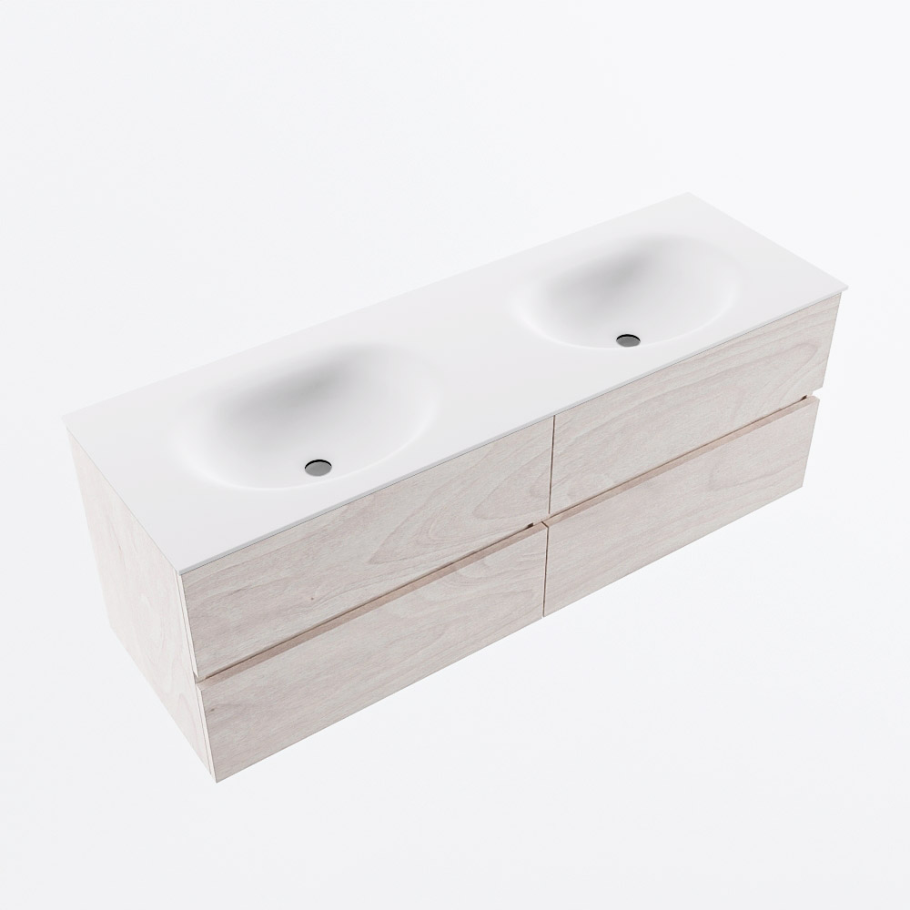 MONDIAZ VICA 140cm mueble de baño Underlayment 4 cajones. Lavabo MOON Doble sin orificio, color Talc. 6 MONDIAZ VICA 140cm mueble de baño Underlayment 4 cajones. Lavabo MOON Doble sin orificio, color Talc. - Imagen 6