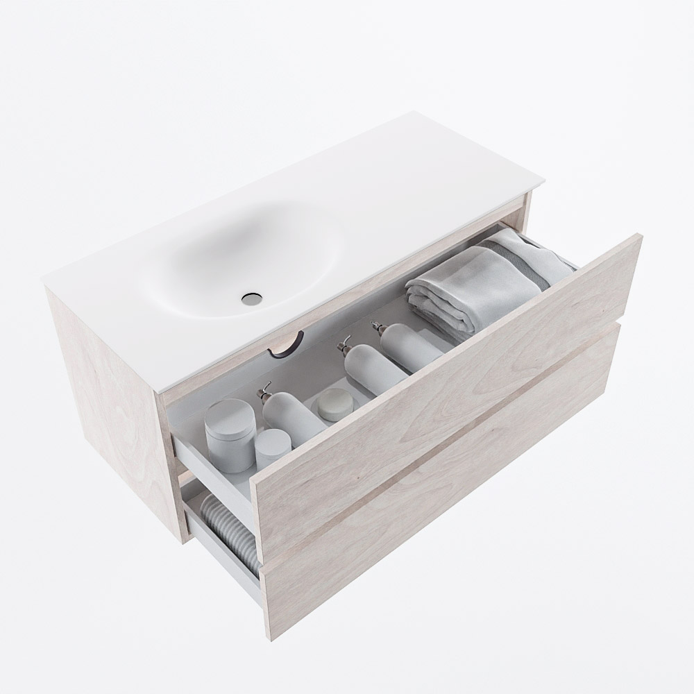 MONDIAZ VICA 110cm mueble de baño Underlayment 2 cajones. Lavabo MOON Izquierda 1 orificio, color Talc. 7 MONDIAZ VICA 110cm mueble de baño Underlayment 2 cajones. Lavabo MOON Izquierda 1 orificio, color Talc. - Imagen 7