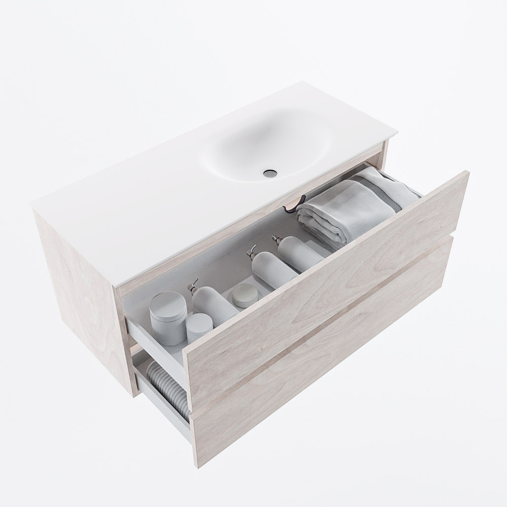 MONDIAZ VICA 110cm mueble de baño Underlayment 2 cajones. Lavabo MOON Derecho 1 orificio, color Talc. 7 MONDIAZ VICA 110cm mueble de baño Underlayment 2 cajones. Lavabo MOON Derecho 1 orificio, color Talc. - Imagen 7