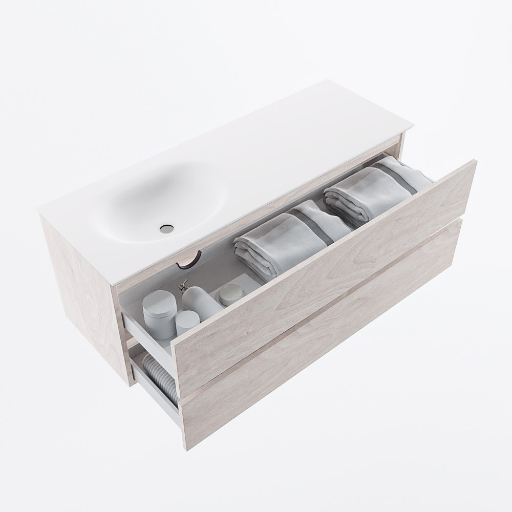 MONDIAZ VICA 130cm mueble de baño Underlayment 2 cajones. Lavabo MOON Izquierda 1 orificio, color Talc. 7 MONDIAZ VICA 130cm mueble de baño Underlayment 2 cajones. Lavabo MOON Izquierda 1 orificio, color Talc. - Imagen 7