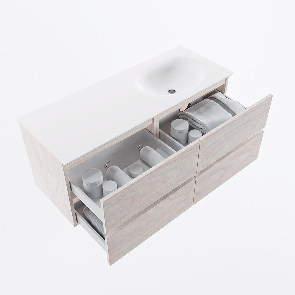MONDIAZ VICA 120cm mueble de baño Underlayment 4 cajones. Lavabo MOON Derecho 1 orificio, color Talc. 7 MONDIAZ VICA 120cm mueble de baño Underlayment 4 cajones. Lavabo MOON Derecho 1 orificio, color Talc. - Imagen 7