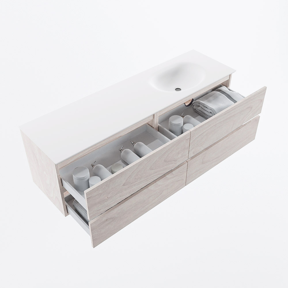 MONDIAZ VICA 160cm mueble de baño Underlayment 4 cajones. Lavabo MOON Derecho 1 orificio, color Talc. 7 MONDIAZ VICA 160cm mueble de baño Underlayment 4 cajones. Lavabo MOON Derecho 1 orificio, color Talc. - Imagen 7