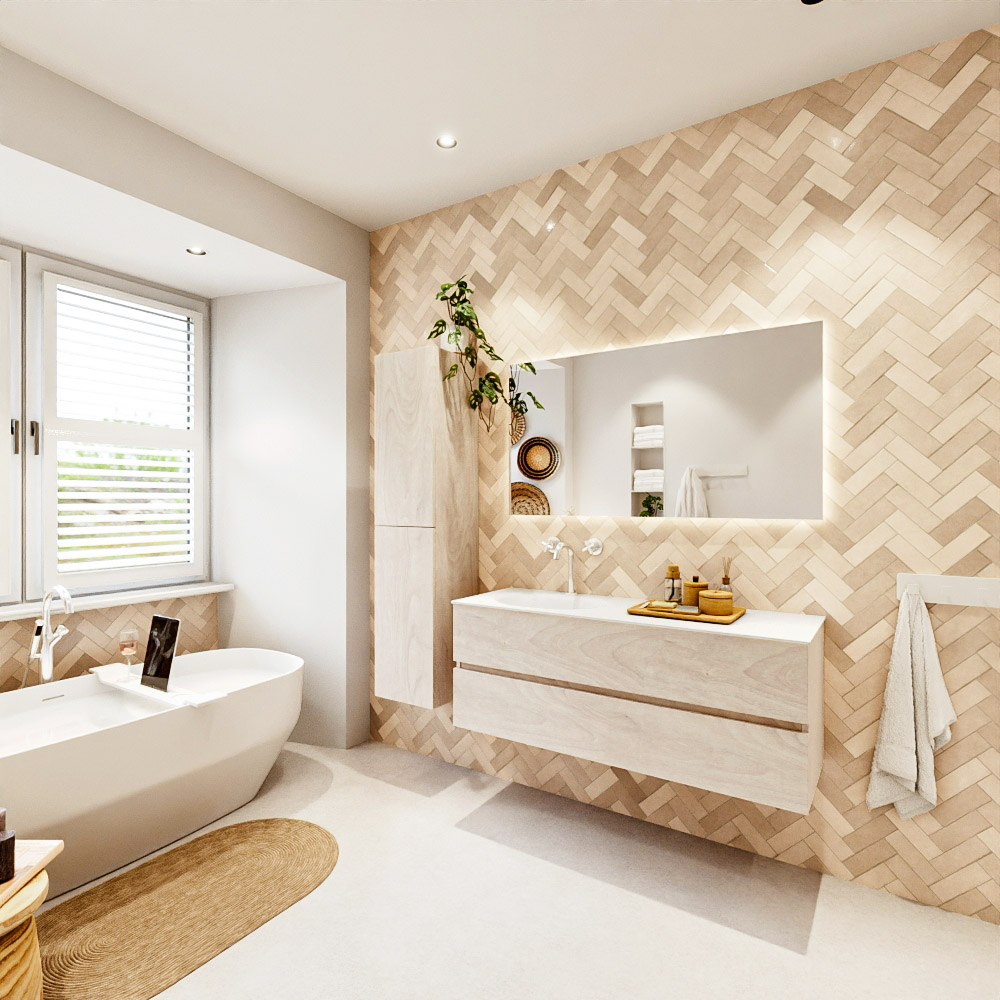 MONDIAZ VICA 130cm mueble de baño Underlayment 2 cajones. Lavabo MOON Izquierda 1 orificio, color Talc. 4 MONDIAZ VICA 130cm mueble de baño Underlayment 2 cajones. Lavabo MOON Izquierda 1 orificio, color Talc. - Imagen 4