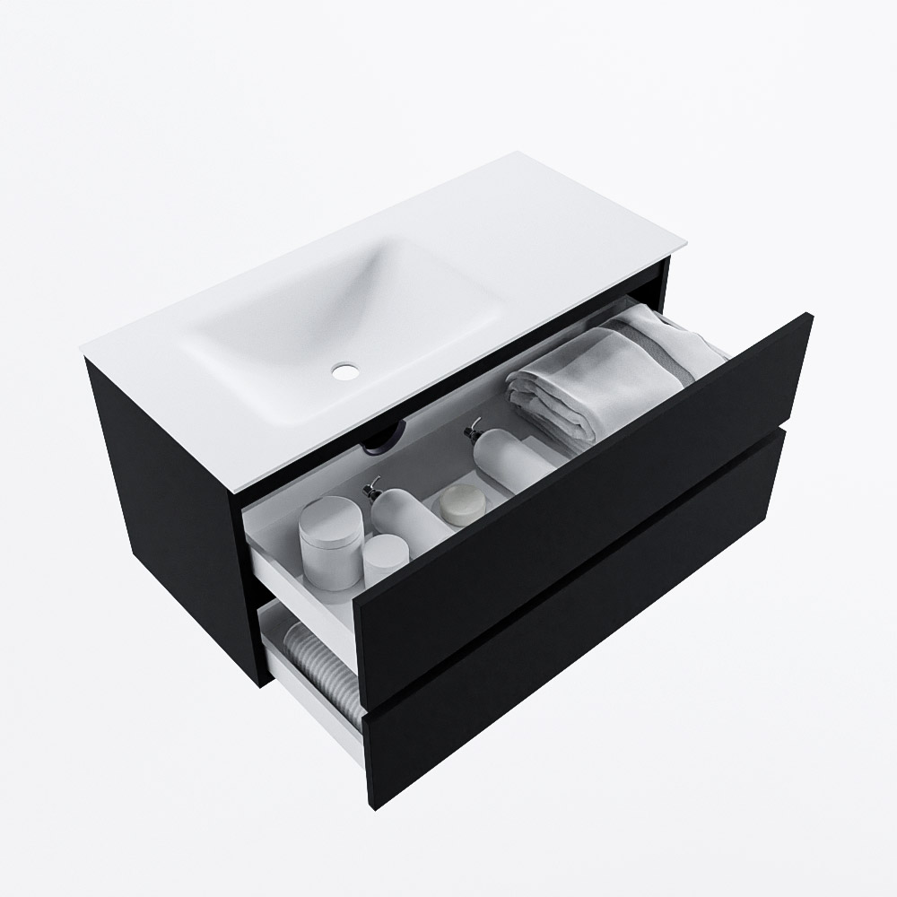 MONDIAZ VICA 100cm mueble de baño Urban 2 cajones. Lavabo CLOUD Izquierda sin orificio, color Talc. 7 MONDIAZ VICA 100cm mueble de baño Urban 2 cajones. Lavabo CLOUD Izquierda sin orificio, color Talc. - Imagen 7