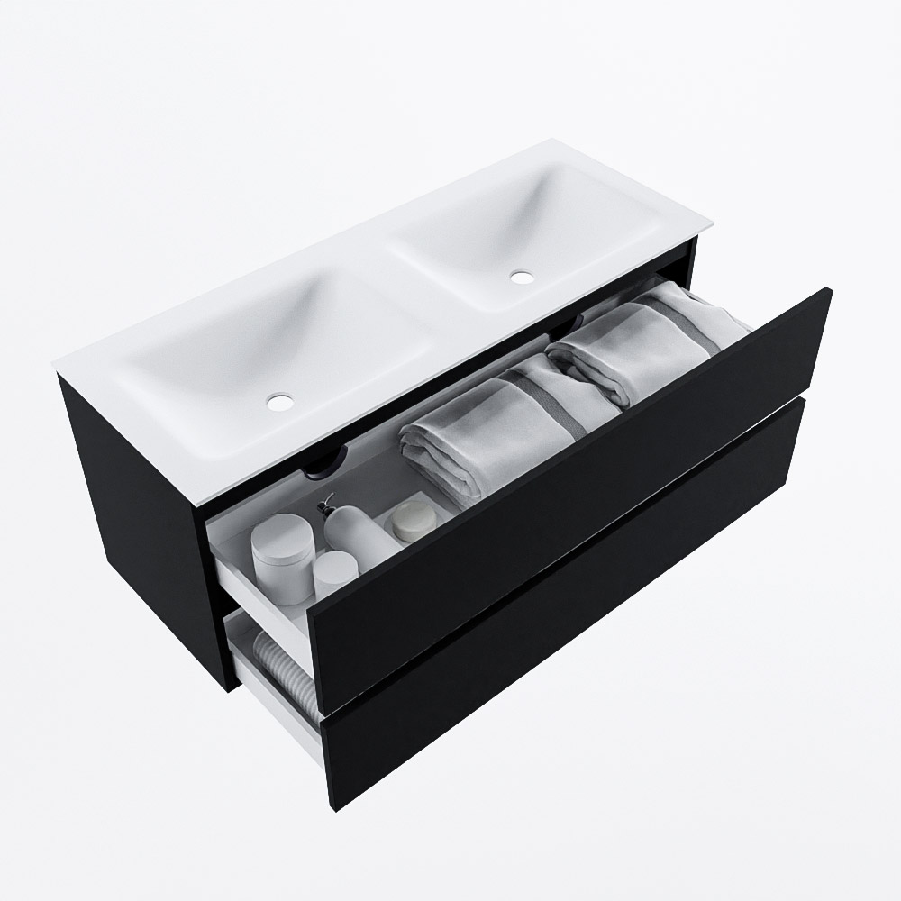 MONDIAZ VICA 120cm mueble de baño Urban 2 cajones. Lavabo CLOUD Doble 2 orificios, color Talc. 7 MONDIAZ VICA 120cm mueble de baño Urban 2 cajones. Lavabo CLOUD Doble 2 orificios, color Talc. - Imagen 7