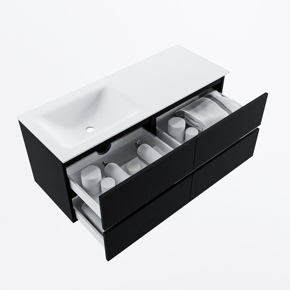 MONDIAZ VICA 120cm mueble de baño Urban 4 cajones. Lavabo CLOUD Izquierda 1 orificio, color Talc. 7 MONDIAZ VICA 120cm mueble de baño Urban 4 cajones. Lavabo CLOUD Izquierda 1 orificio, color Talc. - Imagen 7