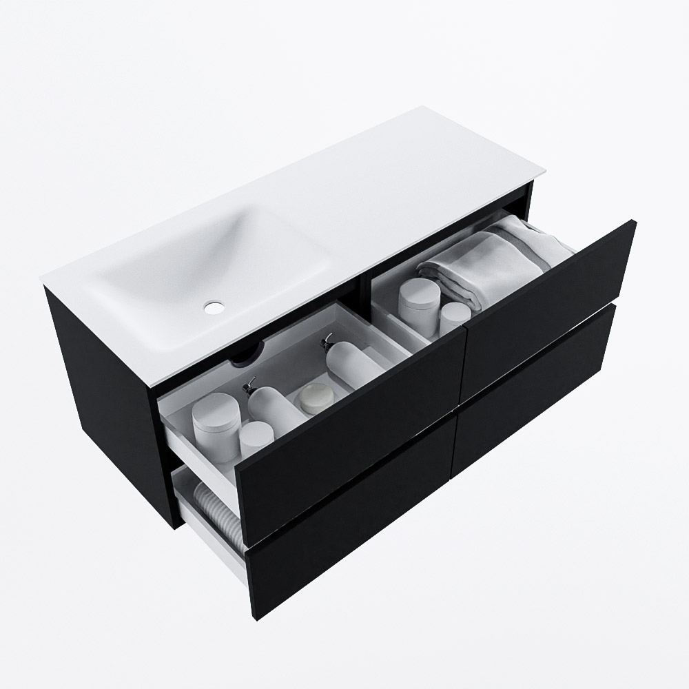 MONDIAZ VICA 120cm mueble de baño Urban 4 cajones. Lavabo CLOUD Izquierda sin orificio, color Talc. 7 MONDIAZ VICA 120cm mueble de baño Urban 4 cajones. Lavabo CLOUD Izquierda sin orificio, color Talc. - Imagen 7