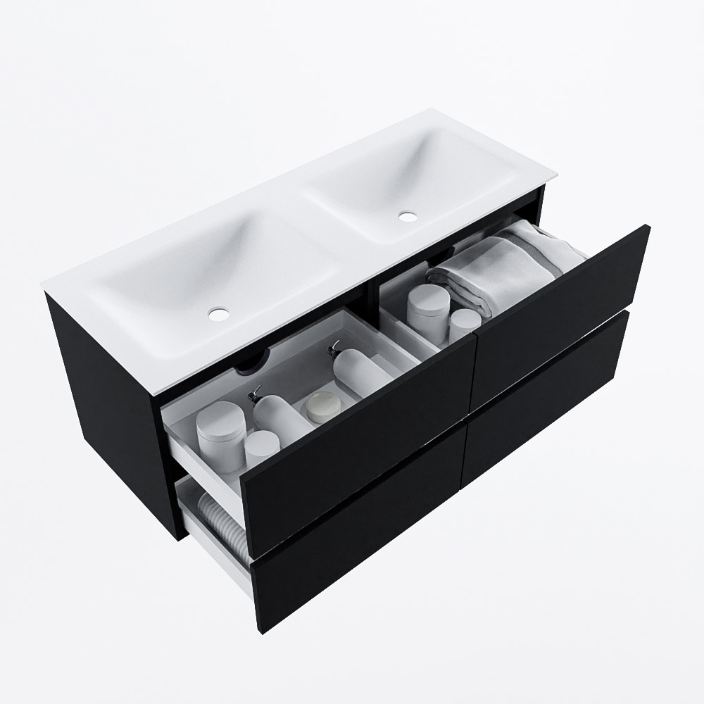 MONDIAZ VICA 120cm mueble de baño Urban 4 cajones. Lavabo CLOUD Doble sin orificio, color Talc. 7 MONDIAZ VICA 120cm mueble de baño Urban 4 cajones. Lavabo CLOUD Doble sin orificio, color Talc. - Imagen 7