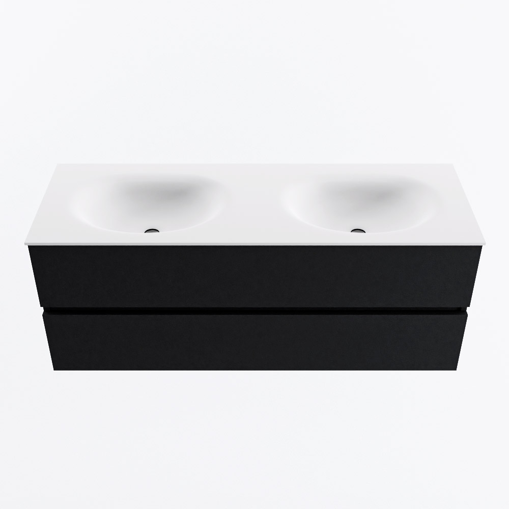 MONDIAZ VICA 130cm mueble de baño Urban 2 cajones. Lavabo MOON Doble sin orificio, color Talc. 5 MONDIAZ VICA 130cm mueble de baño Urban 2 cajones. Lavabo MOON Doble sin orificio, color Talc. - Imagen 5