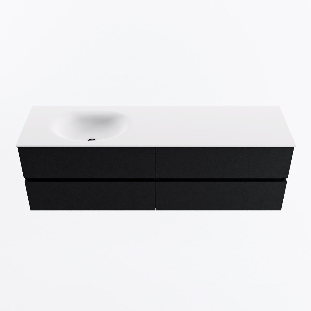 MONDIAZ VICA 160cm mueble de baño Urban 4 cajones. Lavabo MOON Izquierda 1 orificio, color Talc. 5 MONDIAZ VICA 160cm mueble de baño Urban 4 cajones. Lavabo MOON Izquierda 1 orificio, color Talc. - Imagen 5