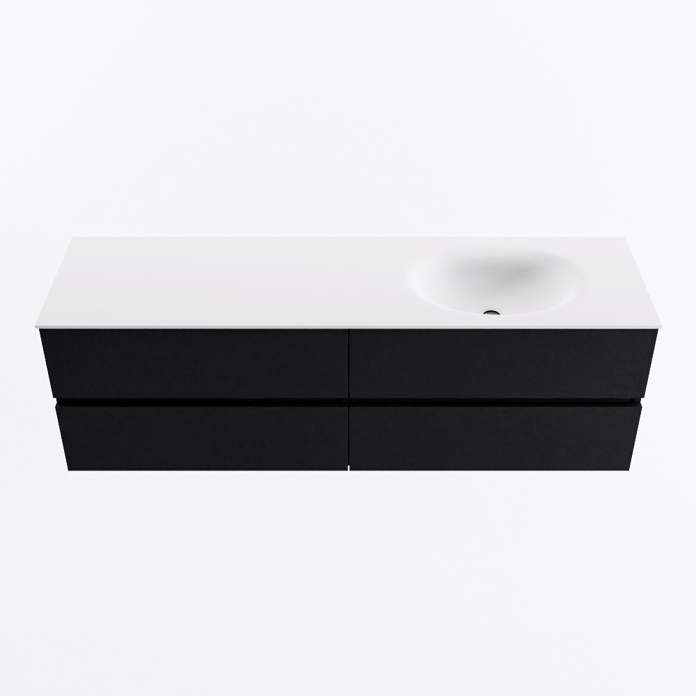 MONDIAZ VICA 160cm mueble de baño Urban 4 cajones. Lavabo MOON Derecho 1 orificio, color Talc. 5 MONDIAZ VICA 160cm mueble de baño Urban 4 cajones. Lavabo MOON Derecho 1 orificio, color Talc. - Imagen 5
