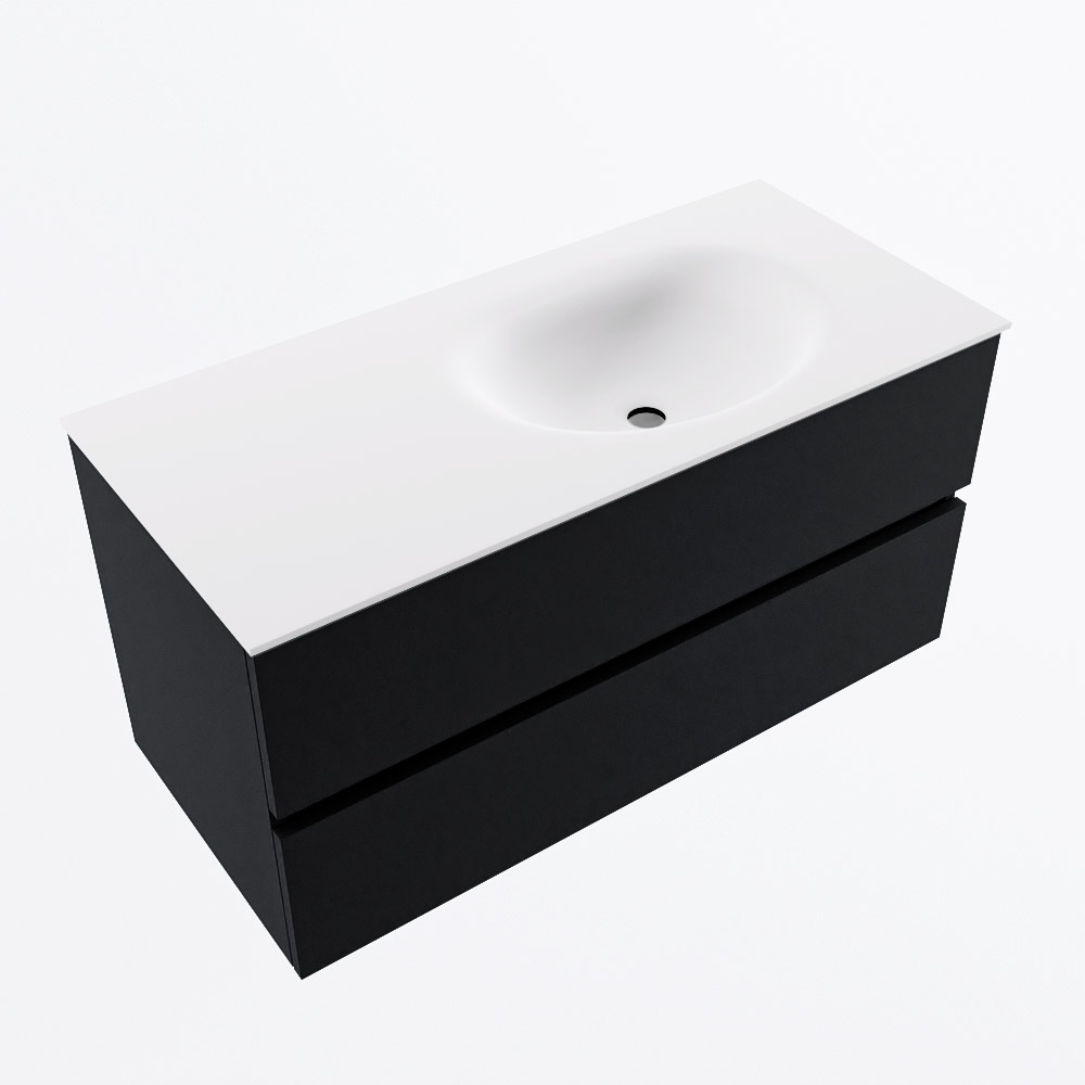 MONDIAZ VICA 100cm mueble de baño Urban 2 cajones. Lavabo MOON Derecho sin orificio, color Talc. 6 MONDIAZ VICA 100cm mueble de baño Urban 2 cajones. Lavabo MOON Derecho sin orificio, color Talc. - Imagen 6