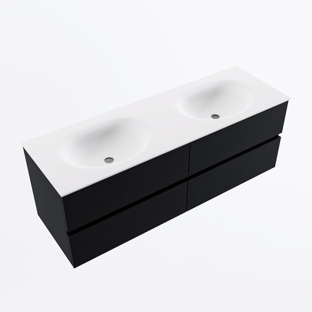 MONDIAZ VICA 140cm mueble de baño Urban 4 cajones. Lavabo MOON Doble sin orificio, color Talc. 6 MONDIAZ VICA 140cm mueble de baño Urban 4 cajones. Lavabo MOON Doble sin orificio, color Talc. - Imagen 6