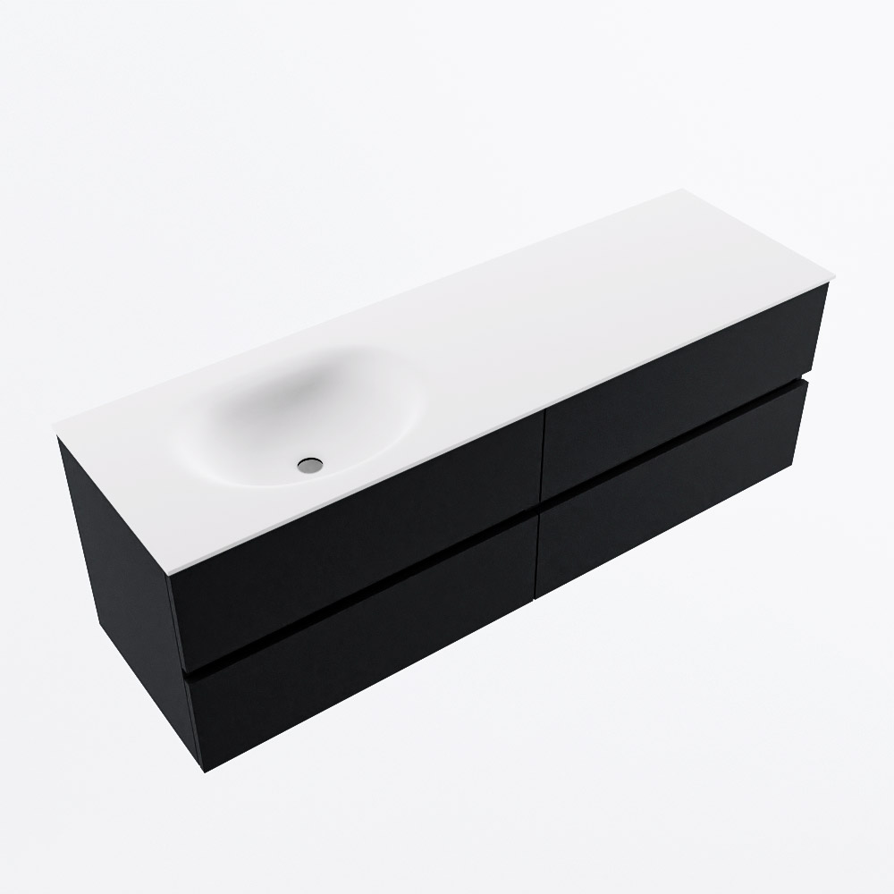 MONDIAZ VICA 150cm mueble de baño Urban 4 cajones. Lavabo MOON Izquierda 1 orificio, color Talc. 6 MONDIAZ VICA 150cm mueble de baño Urban 4 cajones. Lavabo MOON Izquierda 1 orificio, color Talc. - Imagen 6