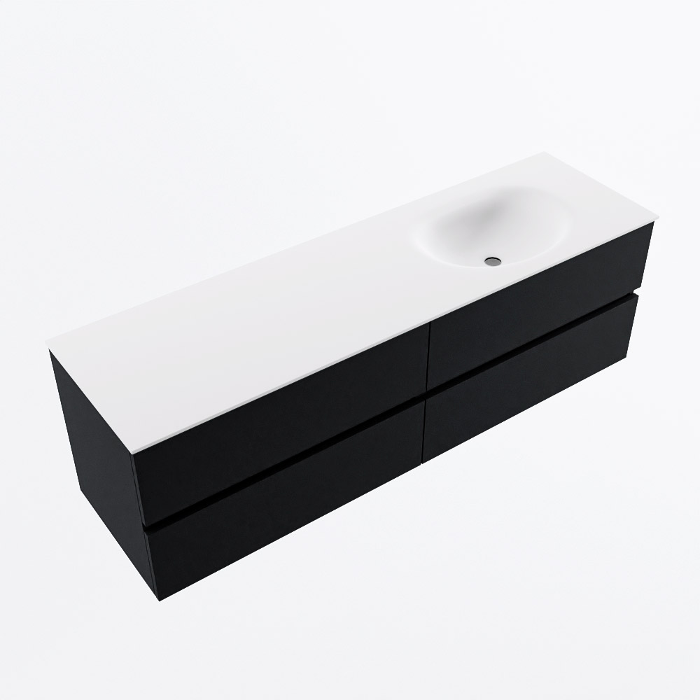 MONDIAZ VICA 160cm mueble de baño Urban 4 cajones. Lavabo MOON Derecho 1 orificio, color Talc. 6 MONDIAZ VICA 160cm mueble de baño Urban 4 cajones. Lavabo MOON Derecho 1 orificio, color Talc. - Imagen 6