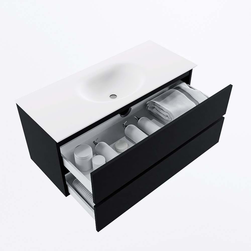 MONDIAZ VICA 110cm mueble de baño Urban 2 cajones. Lavabo MOON Centro sin orificio, color Talc. 7 MONDIAZ VICA 110cm mueble de baño Urban 2 cajones. Lavabo MOON Centro sin orificio, color Talc. - Imagen 7