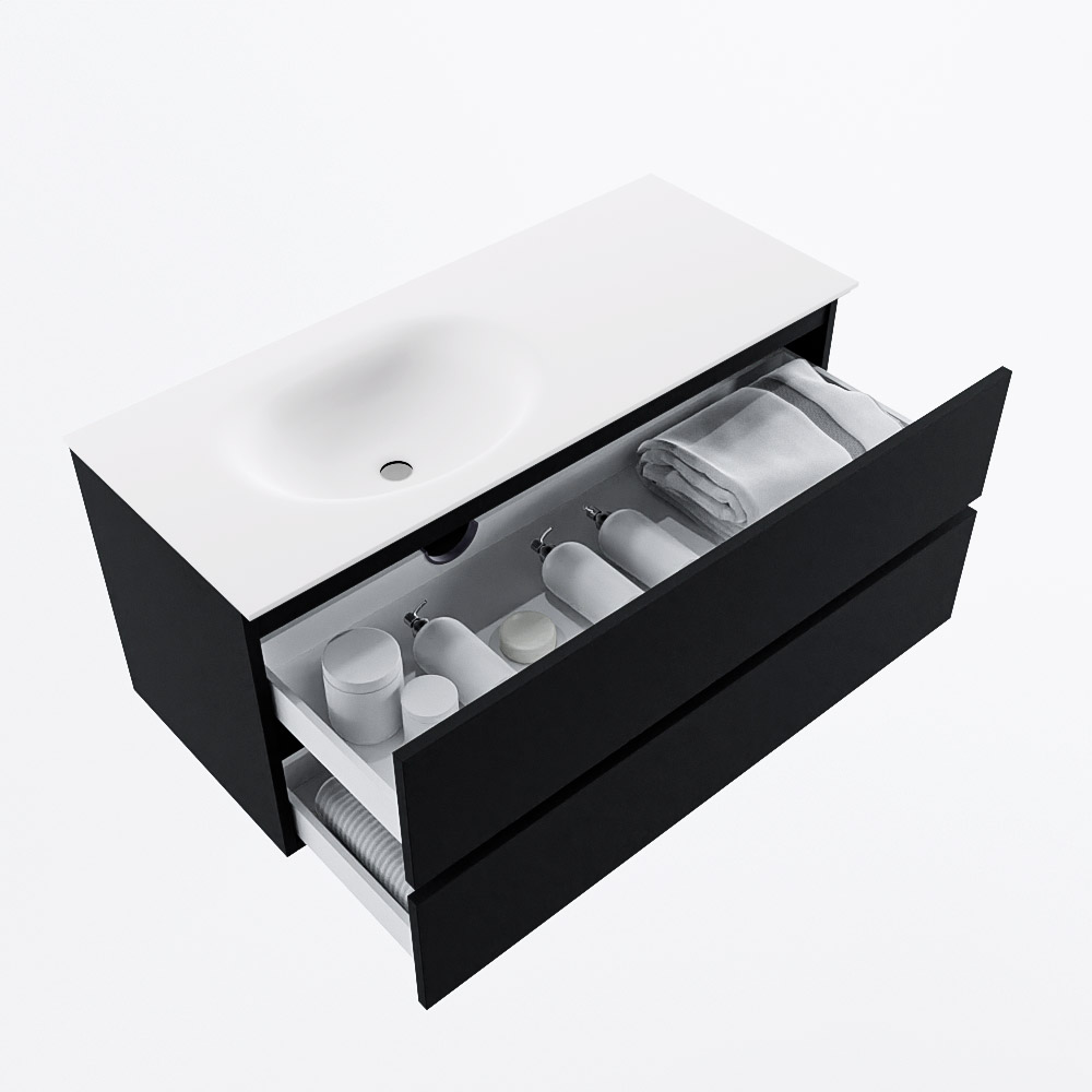 MONDIAZ VICA 110cm mueble de baño Urban 2 cajones. Lavabo MOON Izquierda sin orificio, color Talc. 7 MONDIAZ VICA 110cm mueble de baño Urban 2 cajones. Lavabo MOON Izquierda sin orificio, color Talc. - Imagen 7