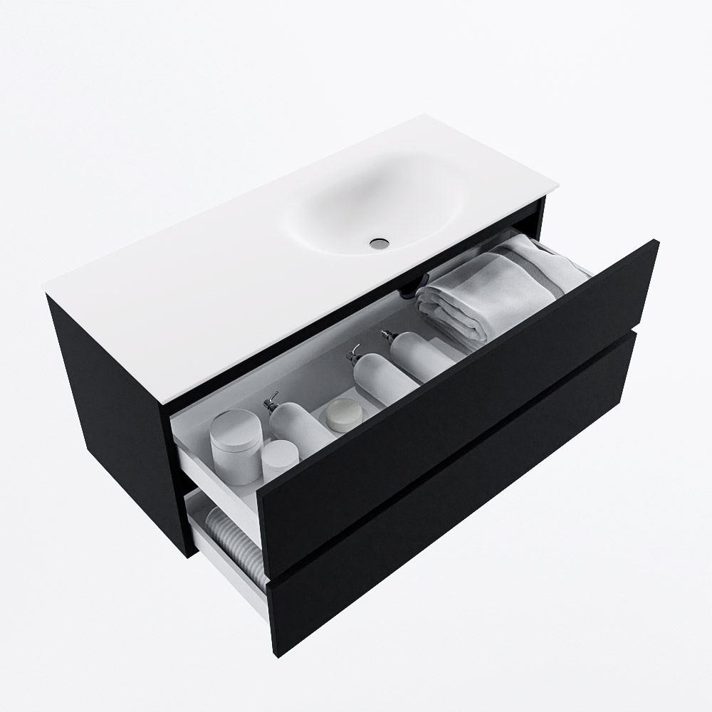 MONDIAZ VICA 110cm mueble de baño Urban 2 cajones. Lavabo MOON Derecho sin orificio, color Talc. 7 MONDIAZ VICA 110cm mueble de baño Urban 2 cajones. Lavabo MOON Derecho sin orificio, color Talc. - Imagen 7