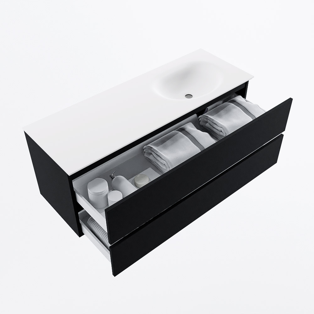 MONDIAZ VICA 130cm mueble de baño Urban 2 cajones. Lavabo MOON Derecho 1 orificio, color Talc. 7 MONDIAZ VICA 130cm mueble de baño Urban 2 cajones. Lavabo MOON Derecho 1 orificio, color Talc. - Imagen 7