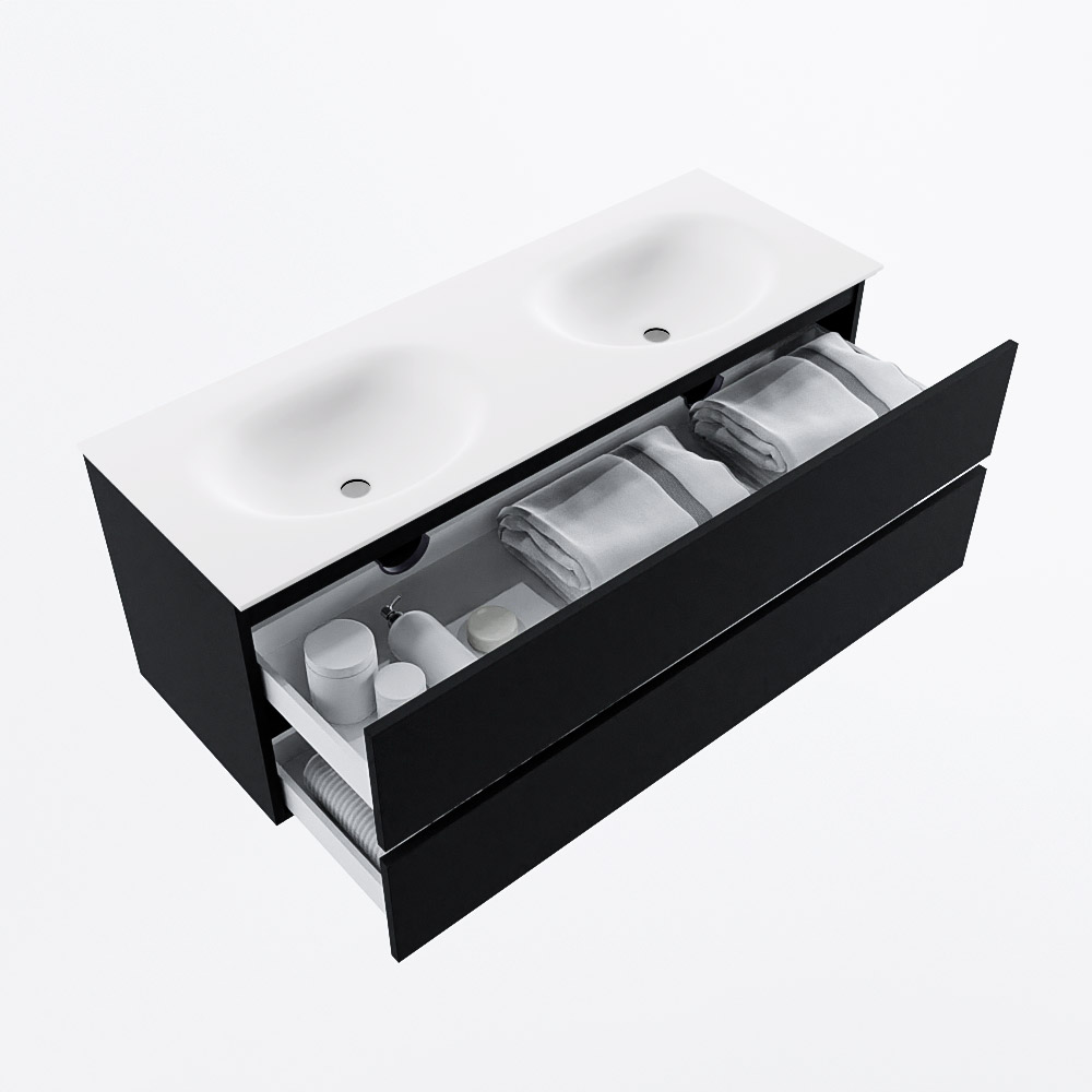 MONDIAZ VICA 130cm mueble de baño Urban 2 cajones. Lavabo MOON Doble sin orificio, color Talc. 7 MONDIAZ VICA 130cm mueble de baño Urban 2 cajones. Lavabo MOON Doble sin orificio, color Talc. - Imagen 7