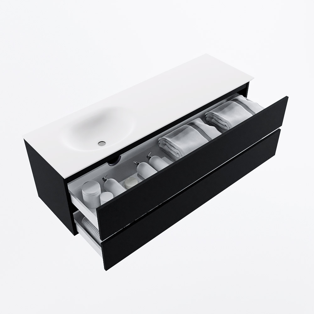MONDIAZ VICA 150cm mueble de baño Urban 2 cajones. Lavabo MOON Izquierda sin orificio, color Talc. 7 MONDIAZ VICA 150cm mueble de baño Urban 2 cajones. Lavabo MOON Izquierda sin orificio, color Talc. - Imagen 7