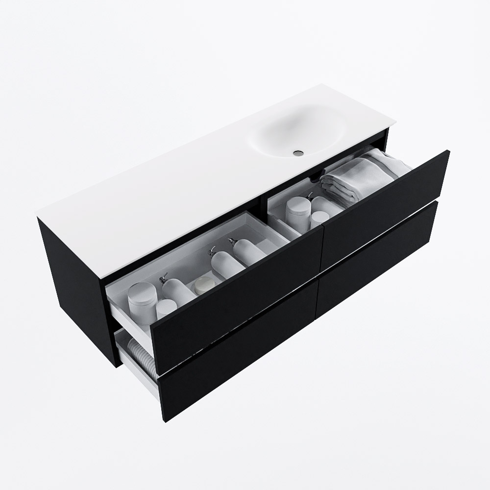 MONDIAZ VICA 150cm mueble de baño Urban 4 cajones. Lavabo MOON Derecho sin orificio, color Talc. 7 MONDIAZ VICA 150cm mueble de baño Urban 4 cajones. Lavabo MOON Derecho sin orificio, color Talc. - Imagen 7
