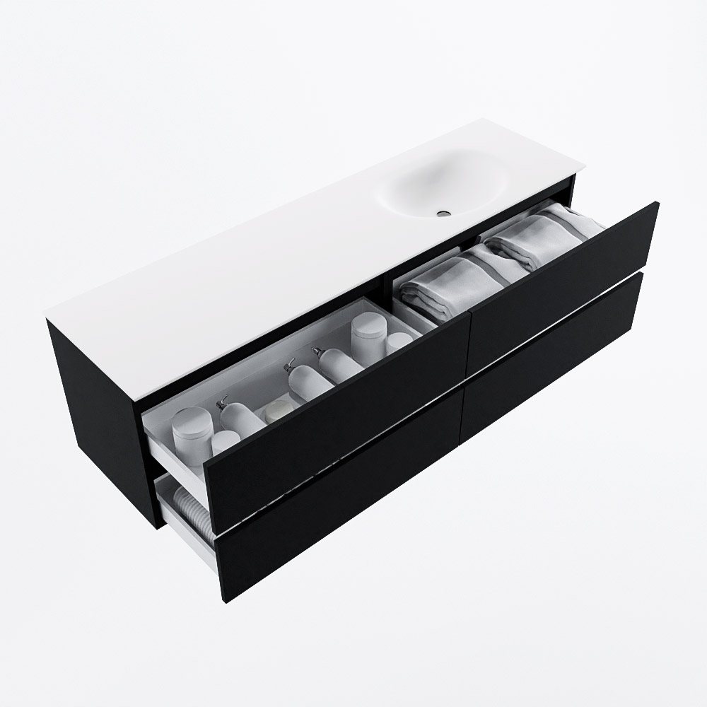MONDIAZ VICA 170cm mueble de baño Urban 4 cajones. Lavabo MOON Derecho 1 orificio, color Talc. 7 MONDIAZ VICA 170cm mueble de baño Urban 4 cajones. Lavabo MOON Derecho 1 orificio, color Talc. - Imagen 7
